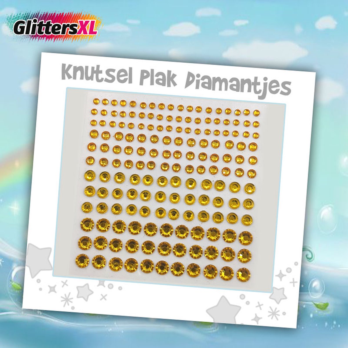 GlittersXL - Knutsel Plak Diamantjes (165 Diamantjes Goud) [Knutselpakket Knutseldecoratie Knutselset Kinderen Jongens Meisjes - Zelfklevend Steentjes Decoratie Versiering - Creatief Speelgoed Strass steentjes]